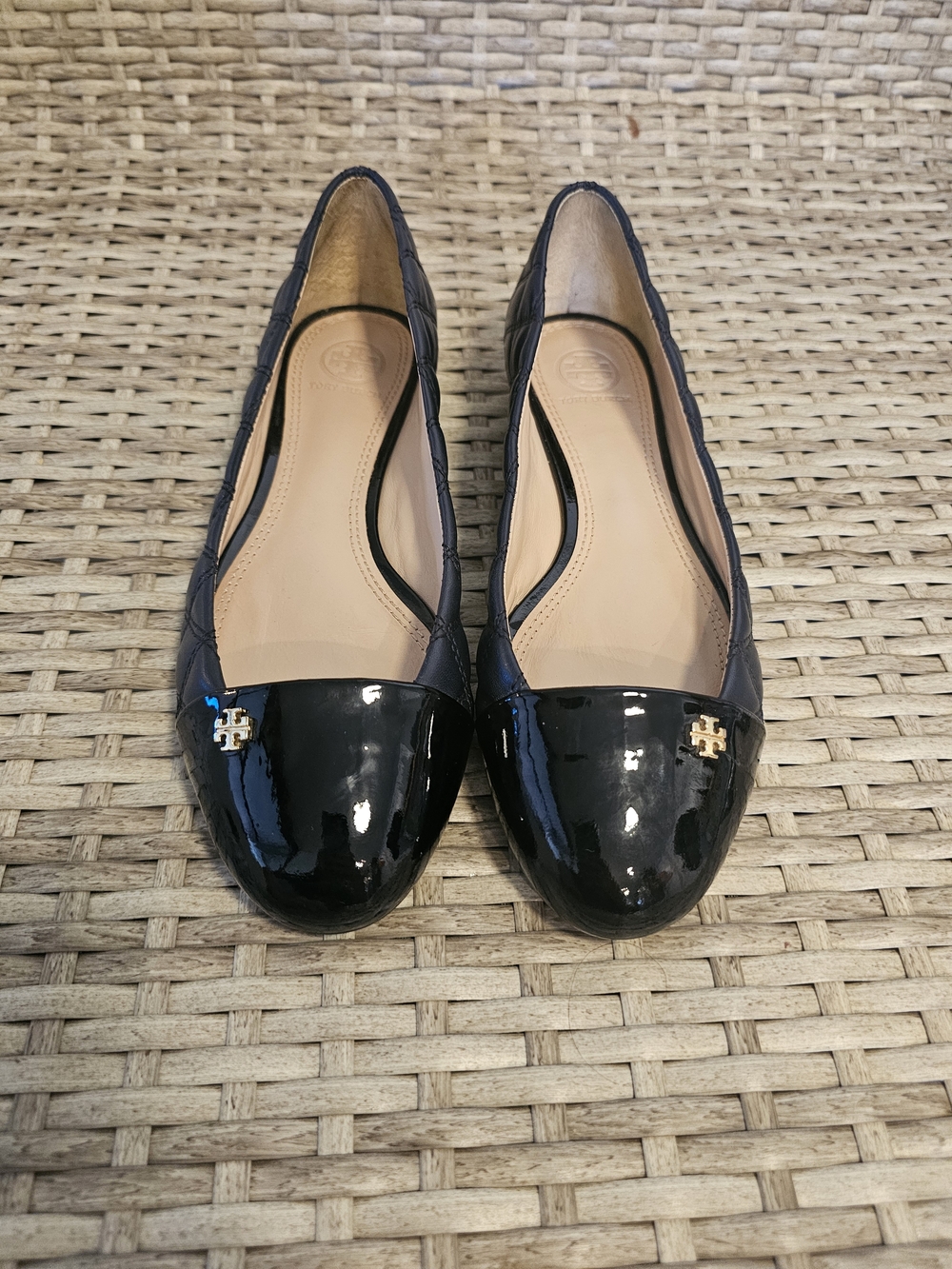 Tory Burch Black Patent Cap-Toe Women's Ballet Flats